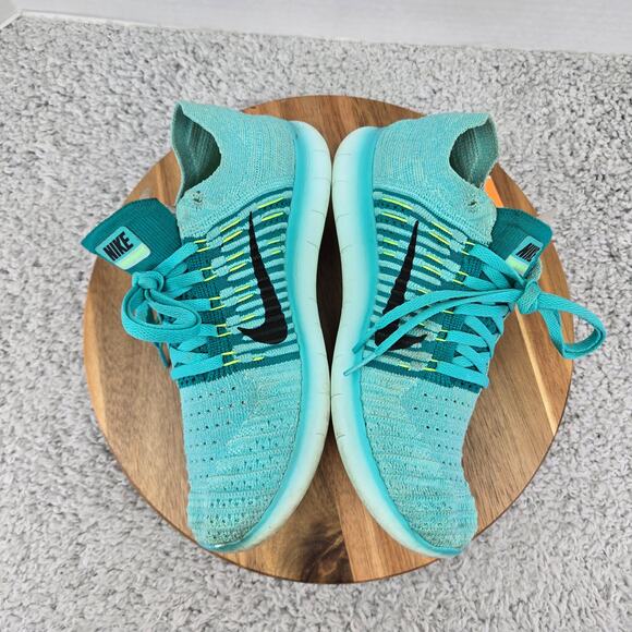 Nike Free Rn Flyknit Hyer Turquoise Athletic Running Shoes Womens 8.5 831070-307 - Picture 8 of 12